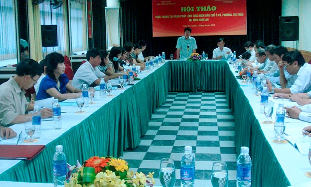 Tổ chức khảo sát & Hội thảo về "Thực trạng thi hành pháp lệnh thực hiện dân chủ ở xã, phường, thị trấn" tại Nghệ An