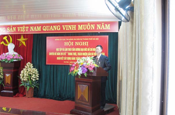 Đảng ủy Cục Thi hành án dân sự thành phố Hà Nội tổ chức Hội nghị Học tập và làm theo tấm gương đạo đức Hồ Chí Minh 