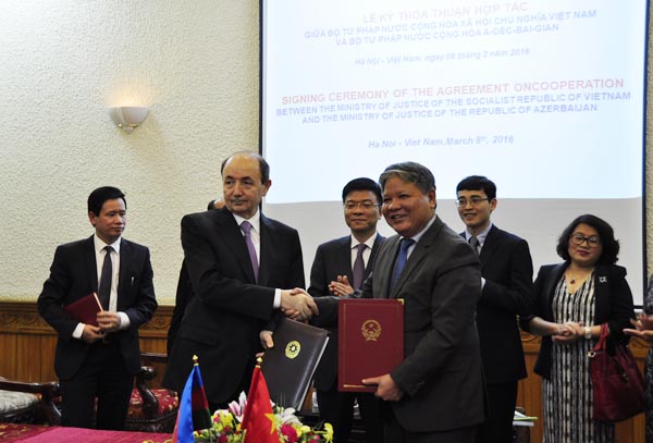 Ký kết thỏa thuận hợp tác giữa Bộ Tư pháp Azerbaijan và Bộ Tư pháp Việt Nam
