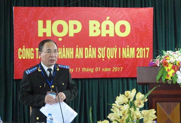 Cục Thi hành án dân sự thành phố Hà Nội tổ chức họp báo công tác thi hành án dân sự quý I năm 2017