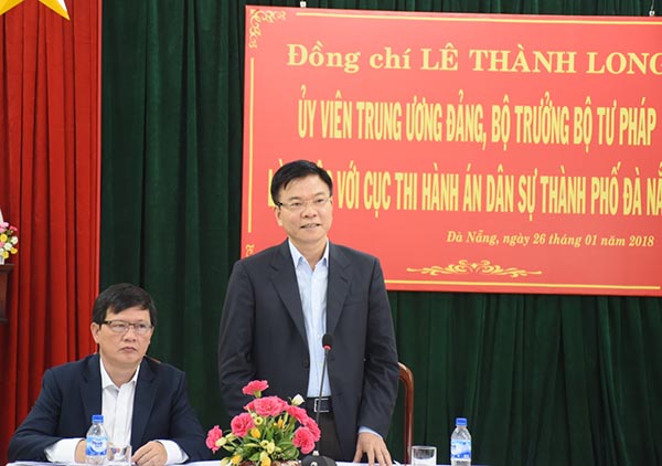 Bộ trưởng Lê Thành Long thăm và làm việc với Cục Thi hành án dân sự thành phố Đà Nẵng