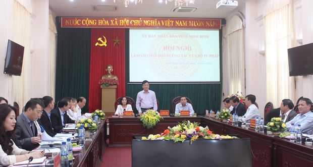 Bộ Tư pháp và tỉnh Ninh Bình cùng phối hợp nâng cao hiệu quả công tác Tư pháp, THADS