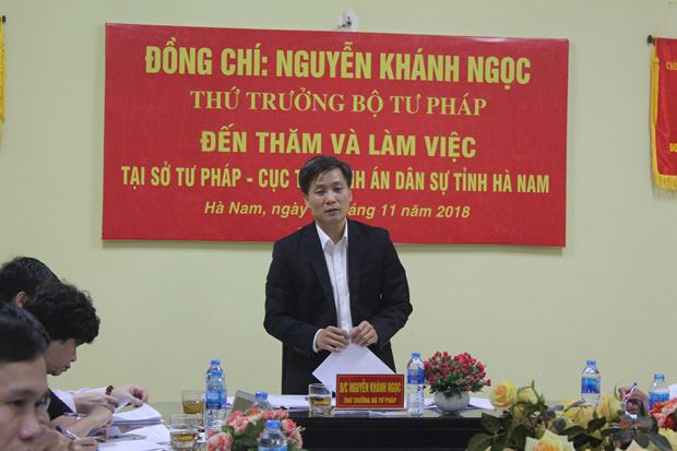 Thứ trưởng Nguyễn Khánh Ngọc: Tư pháp và Thi hành án dân sự Hà Nam cần có sự bứt phá hơn