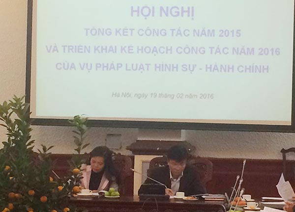 Vụ Pháp luật Hình sự - Hành chính tổng kết năm 2015 và triển khai Kế hoạch công tác năm 2016 