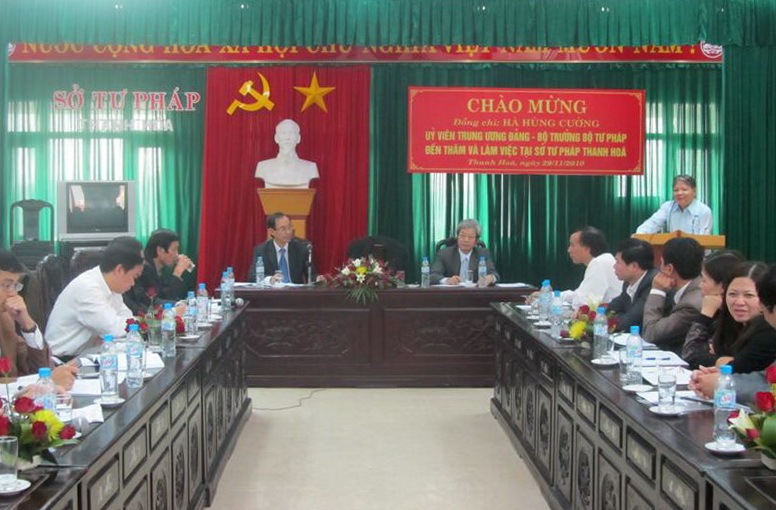 Bộ trưởng Hà Hùng Cường kiểm tra công tác Tư pháp, THADS tại Thanh Hóa: Nỗ lực hơn nữa vì nhiệm vụ mới