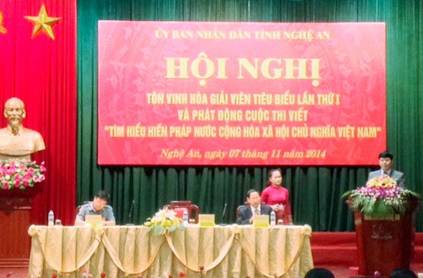 Nghệ An: Tổ chức Hội nghị tuyên dương Hòa giải viên tiêu biểu và phát động cuộc thi viết “tìm hiểu Hiến pháp nước Cộng hòa xã hội chủ nghĩa Việt Nam”