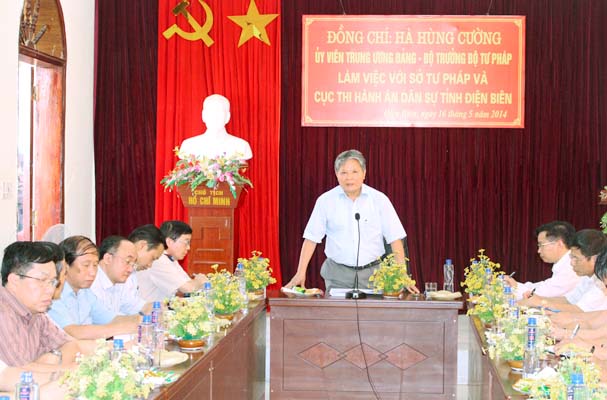 Bộ trưởng Bộ Tư pháp Hà Hùng Cường làm việc với Tỉnh ủy, HĐND, UBND tỉnh Điện Biên