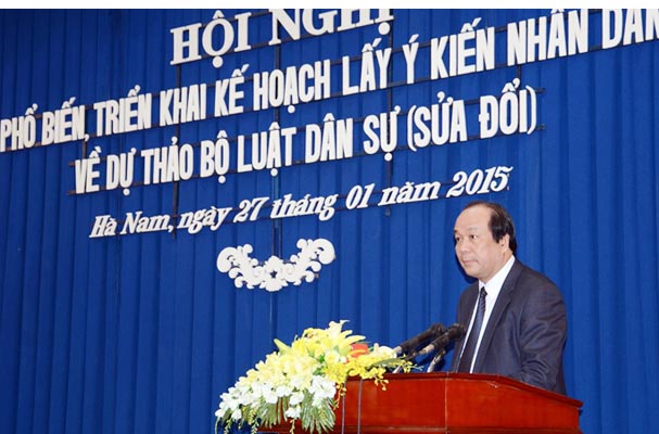 Hà Nam - Hội nghị phổ biến, triển khai kế hoạch lấy ý kiến nhân dân về dự thảo Bộ luật Dân sự (sửa đổi)