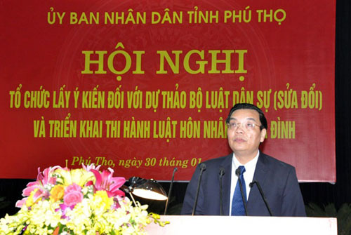 Phú Thọ tổ chức Hội nghị lấy ý kiến đối với Dự thảo Bộ luật Dân sự (sửa đổi) 