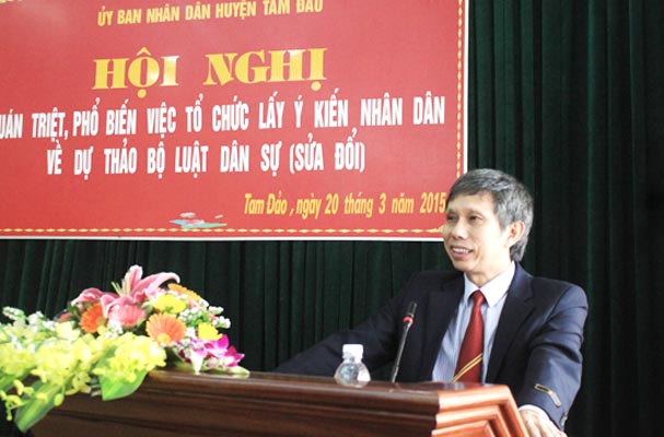 Huyện Tam Đảo tổ chức Hội nghị lấy ý kiến nhân dân về Dự thảo Bộ luật Dân sự (sửa đổi)