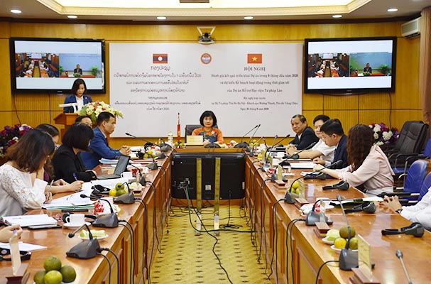 Hội nghị đánh giá kết quả triển khai Dự án Hỗ trợ Học viện Tư pháp quốc gia Lào