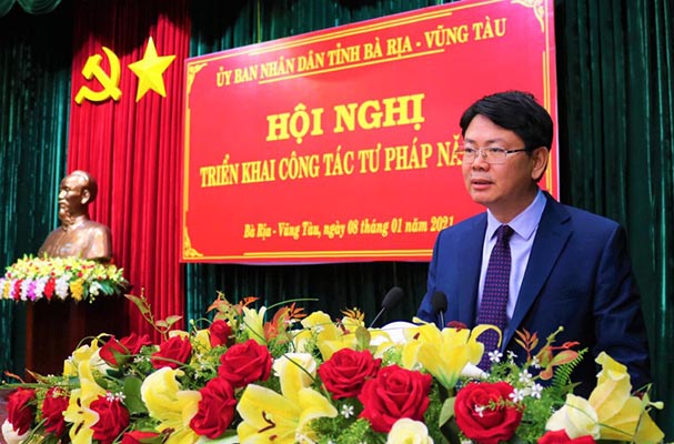 Thứ trưởng Nguyễn Thanh Tịnh dự Hội nghị triển khai công tác Tư pháp năm 2021 Bà Rịa – Vũng Tàu.
