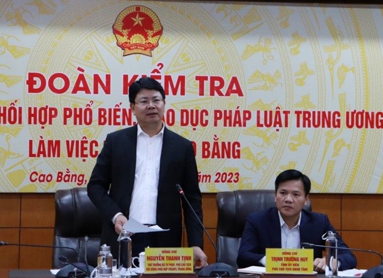 Thứ trưởng Nguyễn Thanh Tịnh kiểm tra công tác phổ biến, giáo dục pháp luật tại tỉnh Cao Bằng