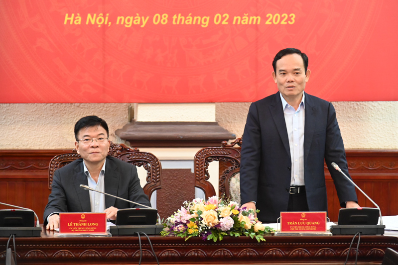 [Ảnh] Phó Thủ tướng Chính phủ Trần Lưu Quang làm việc với Bộ Tư pháp