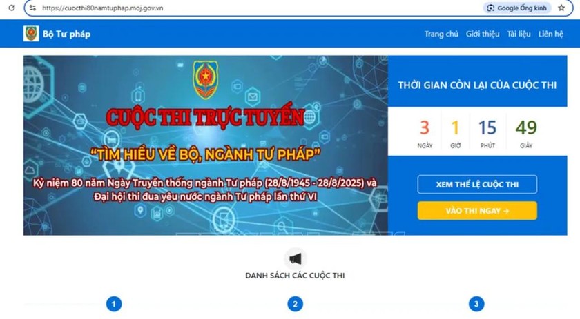 ​Cuộc thi trực tuyến "Tìm hiểu về Bộ, ngành Tư pháp": Sân chơi pháp lý thu hút đông đảo người dân