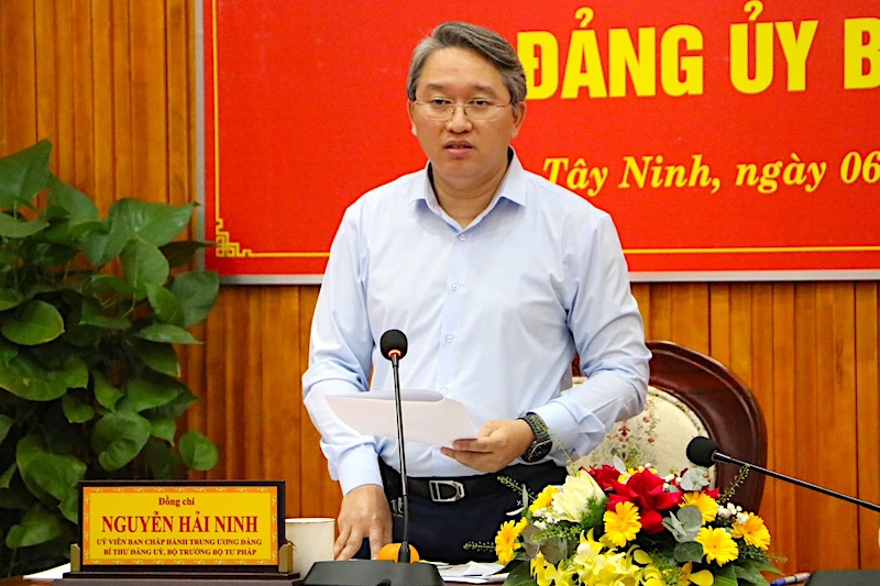 Bộ trưởng Bộ Tư pháp Nguyễn Hải Ninh làm việc tại Tây Ninh